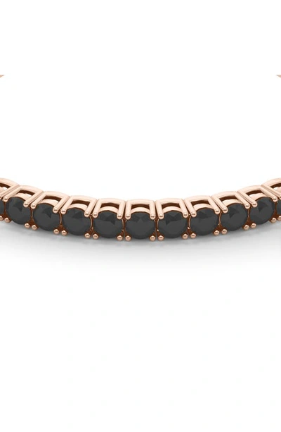 Hautecarat Lab Created Black Diamond Tennis Bracelet In 18k Rose Gold