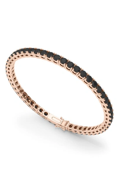 Hautecarat Lab Created Black Diamond Tennis Bracelet In 18k Rose Gold
