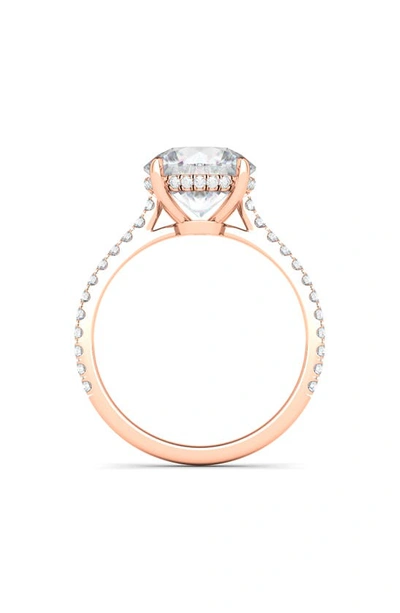 Shop Hautecarat Round Lab Created Diamond & Pavé 18k Gold Ring In 18k Rose Gold