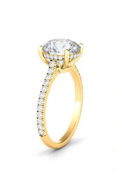 Shop Hautecarat Round Lab Created Diamond & Pavé 18k Gold Ring In 18k Yellow Gold