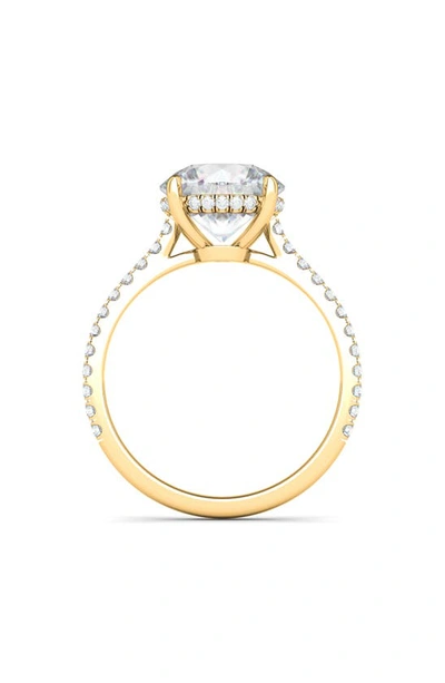 Shop Hautecarat Round Lab Created Diamond & Pavé 18k Gold Ring In 18k Yellow Gold