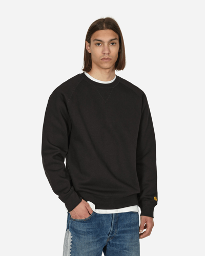 Shop Carhartt Chase Crewneck Sweatshirt Black In Multicolor