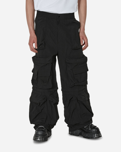 Shop Diesel Wrinkled Nylon Canvas Cargo Pants In Black