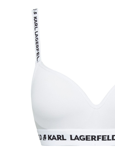 Shop Karl Lagerfeld Logo-print Padded Bra In White