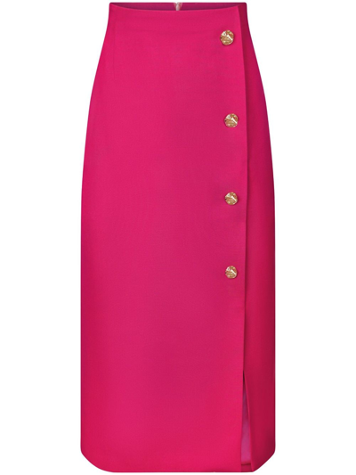 Shop Nina Ricci High-waisted Wool Pencil Skirt In Pink