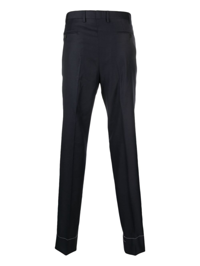 Caruso Skinny-cut Wool Trousers In Blue
