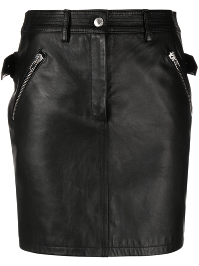 Shop Moschino High-waisted Leather Pencil Skirt In Black