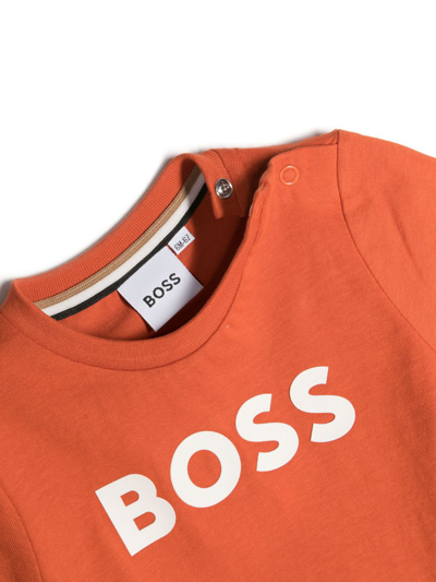 Shop Bosswear Logo-print Short-sleeve T-shirt In Orange