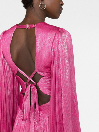 Maria Lucia Hohan Crystal Plung-neck Side-slit Gown In Pink