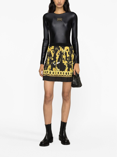 Versace Jeans Couture Logo Patch Bodysuit In Black