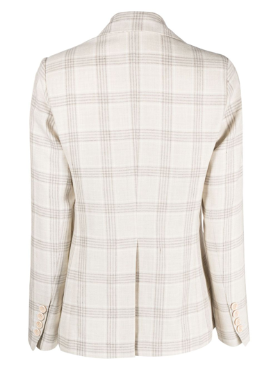 Shop Eleventy Check-print Single-breasted Blazer In Neutrals