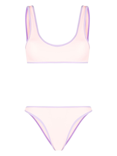 Shop Reina Olga Contrasting-border Bikini In Pink