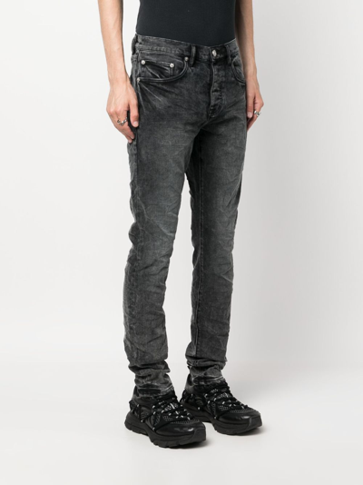 Shop Purple Brand Stonewashed Mid-rise Jeans In Grey