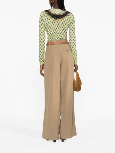 Shop Etro Floral-print Knitted Top In Green