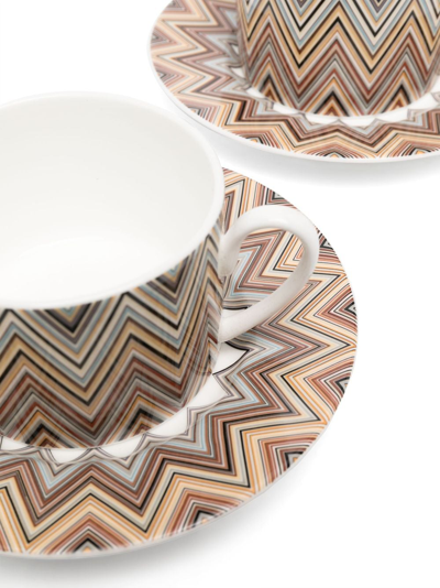 Shop Missoni Set Of Six Zigzag-print Tea Cup Set In White