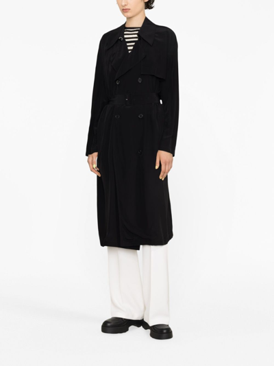 Shop Theory Double-breasted Belted Coat In Black