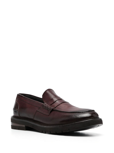 Shop Moma Nairobi Penny-slot Leather Loafers In Brown