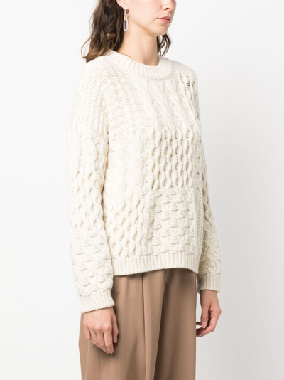 Shop Fabiana Filippi Cable-knit Cashmere Jumper In White