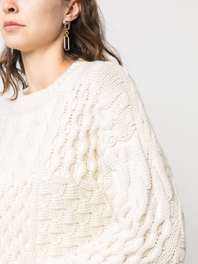 Shop Fabiana Filippi Cable-knit Cashmere Jumper In White