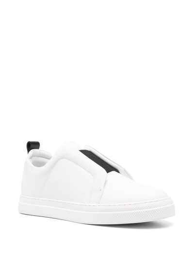 Pierre Hardy Laceless Leather Low-top Sneakers In White