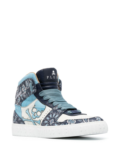 Shop Philipp Plein Paisley-print Hi-top Sneakers In Blue