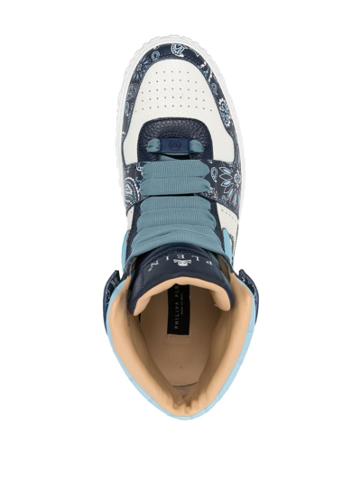 Shop Philipp Plein Paisley-print Hi-top Sneakers In Blue