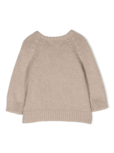 Shop Molo Intarsia-knit Cotton-wool Sweatshirt In Neutrals