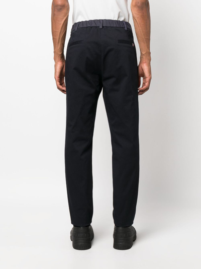 Shop Moncler Drawstring-waist Straight-leg Trousers In Blue