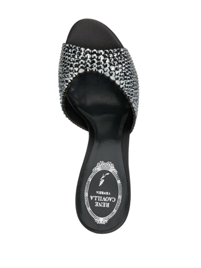René Caovilla 70mm Crystal-embellished Leather Mules In Black