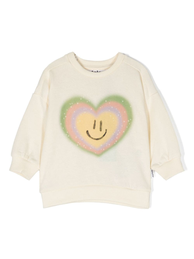 Shop Molo Heart-print Organic-cotton Sweatshirt In White