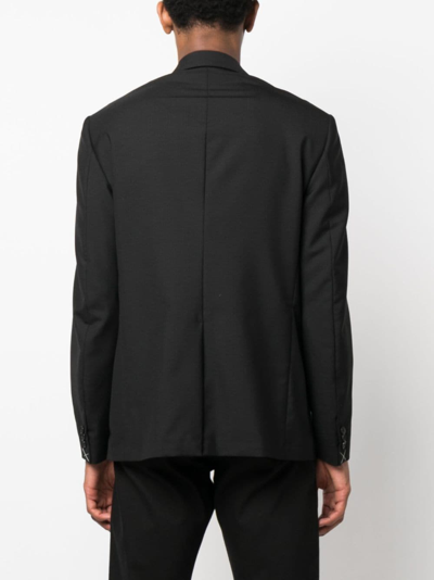 Versace Black Single-breasted Blazer With Logo Plaque In Black