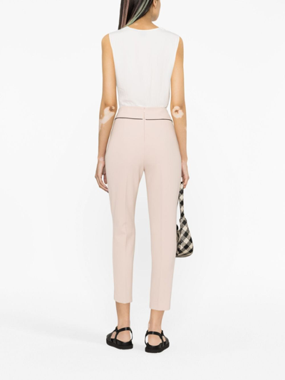 Liu •jo High-waisted Cropped Trousers In Pink