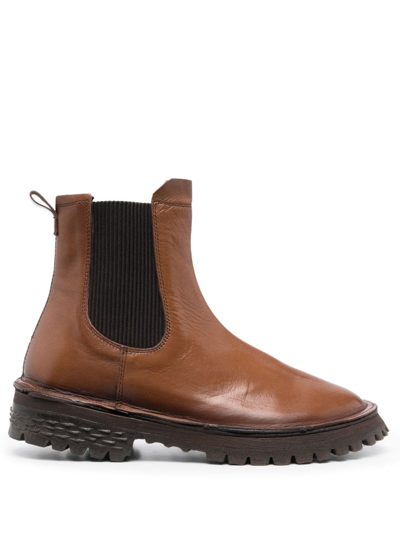 Shop Moma Ankle Leather Boots In Brown
