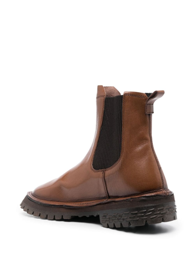 Shop Moma Ankle Leather Boots In Brown
