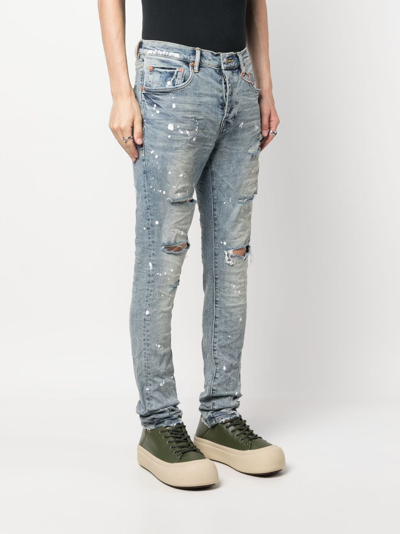 Shop Purple Brand Ripped-detail Mid-rise Jeans In Blue