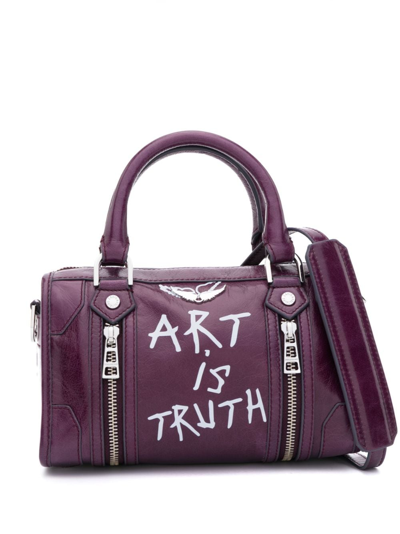 Shop Zadig & Voltaire Sunny Xs #2 Leather Tote Bag In Purple