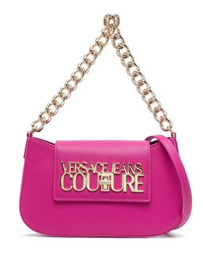 Shop Versace Jeans Couture Logo-lettering Faux-leather Tote Bag In Pink