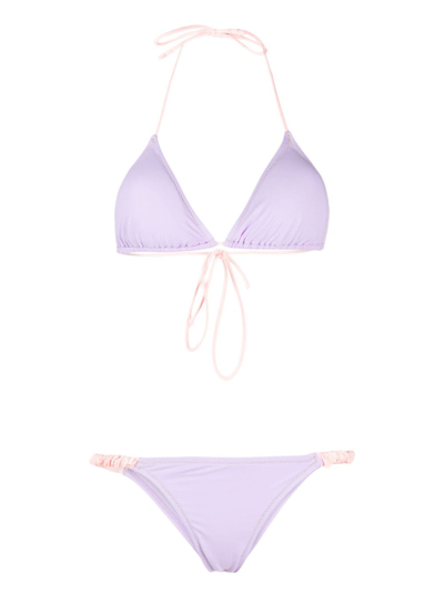 Shop Reina Olga Contrasting-border Bikini In Purple