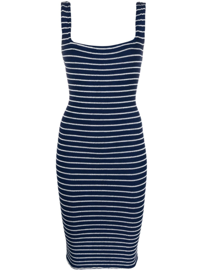 Shop Hunza G Striped Tank Dress In Blue