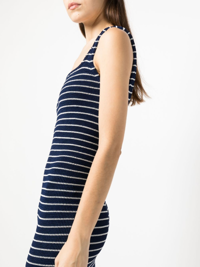 Hunza G Striped Crinkled-knit Tank Dress In Blue