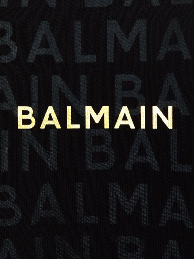 Shop Balmain Logo-print Cotton Jacket In Black