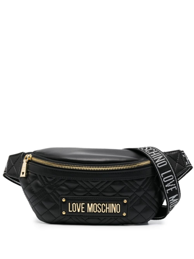 Shop Love Moschino Logo-lettering Belt Bag In Black
