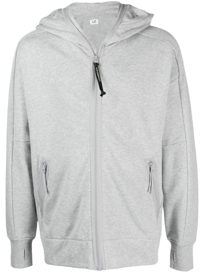 Shop C.p. Company Goggles-detail Jersey-fleece Hoodie In Grey