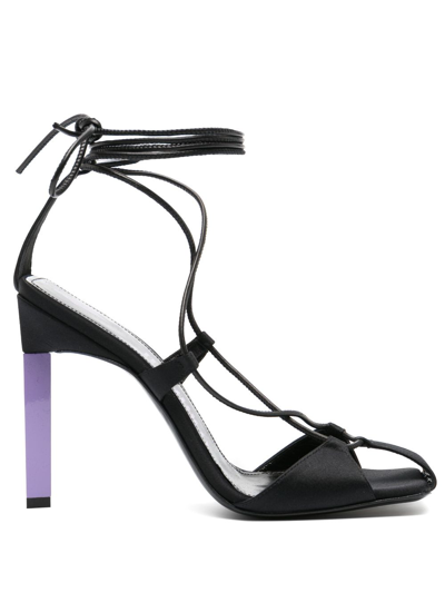 Shop Attico 115mm Tie-fastening Sandals In Black
