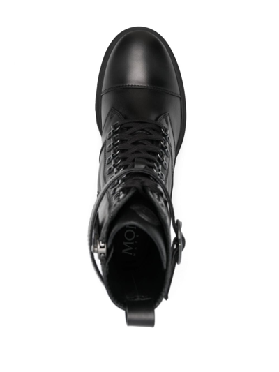 Shop Moncler Envile 80mm Leather Boots In Black