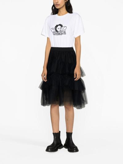 Shop Simone Rocha Tiered Tulle Skirt In Black