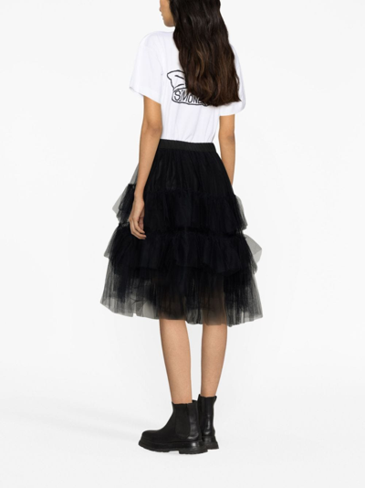 Shop Simone Rocha Tiered Tulle Skirt In Black