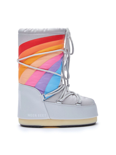 Shop Moon Boot Logo-print Round-toe Boots In Grey