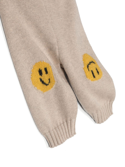 Shop Molo Sol Smiley Face Knitted Trousers In Neutrals