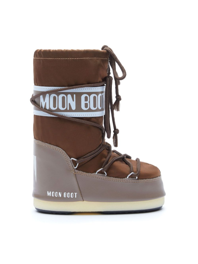 Shop Moon Boot Logo-print Round-toe Boots In Brown